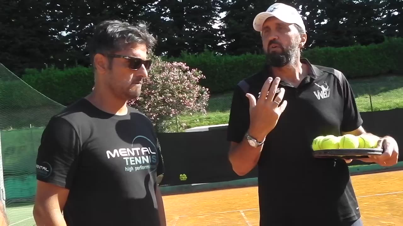 Coach e giocatori durante una sessione formativa Mental Tennis