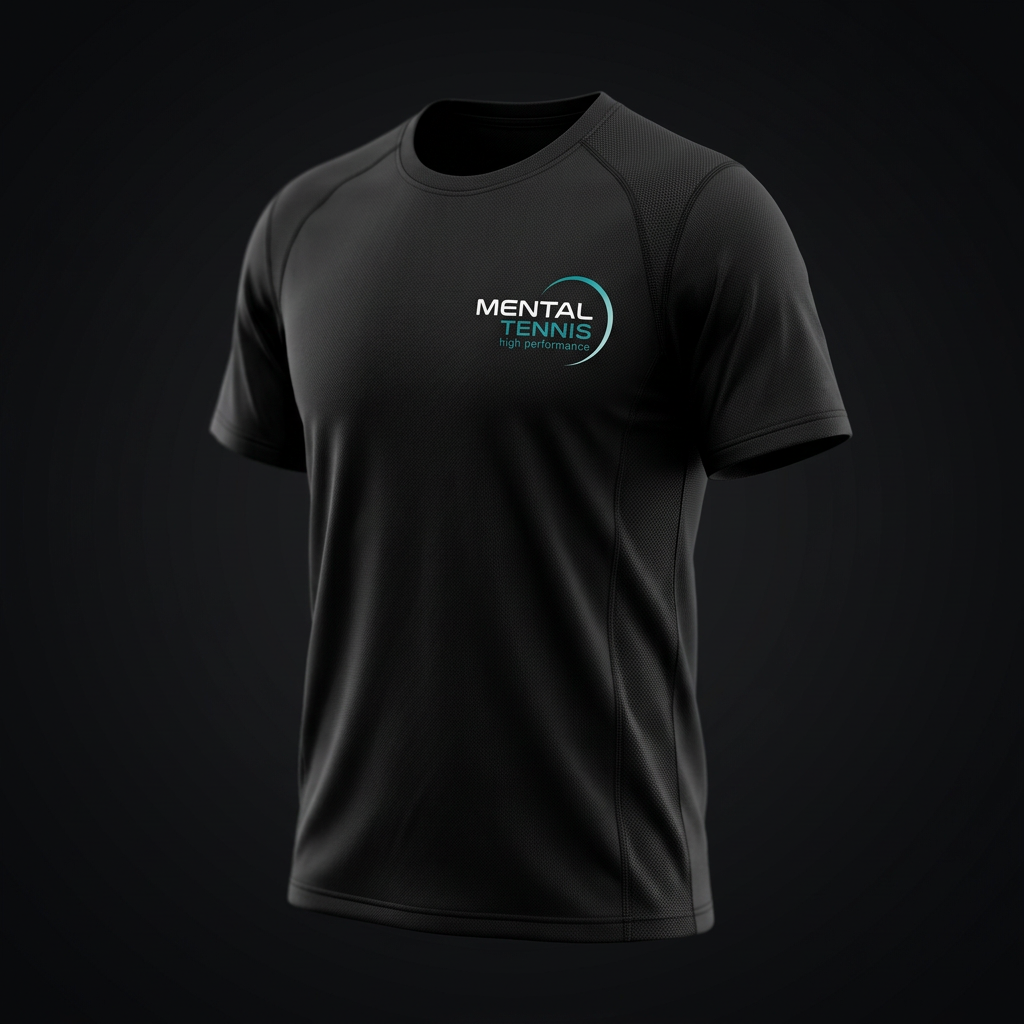 Concept visuale di T-shirt tecnica nera Mental Tennis
